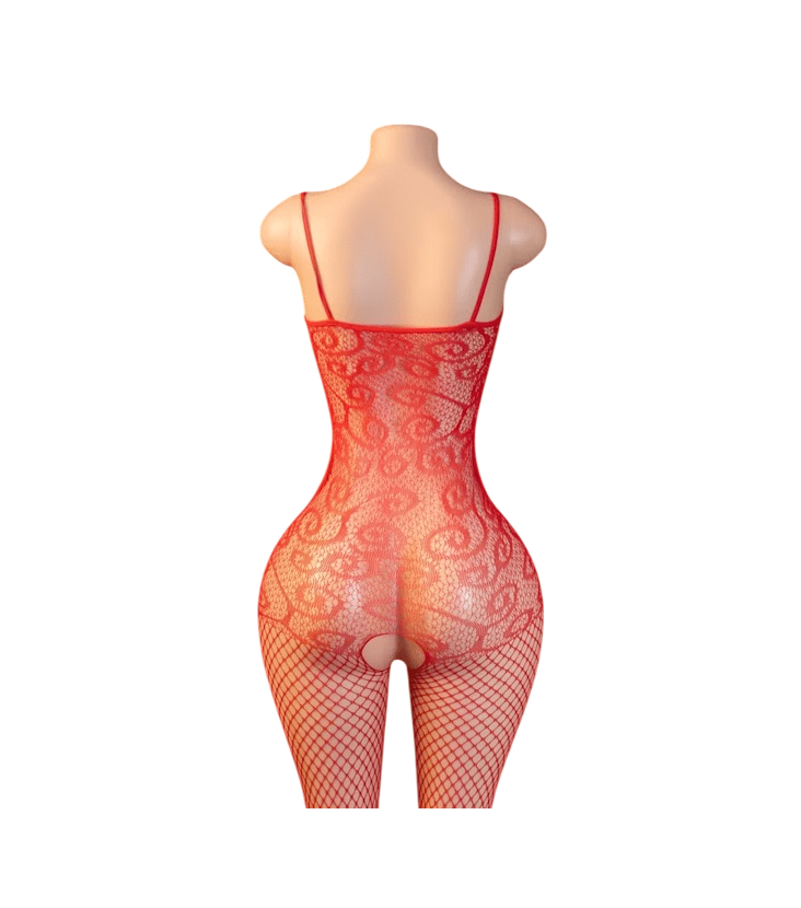 Lenceria Malla Corporal catsuit Enterizo Rojo Cod 402