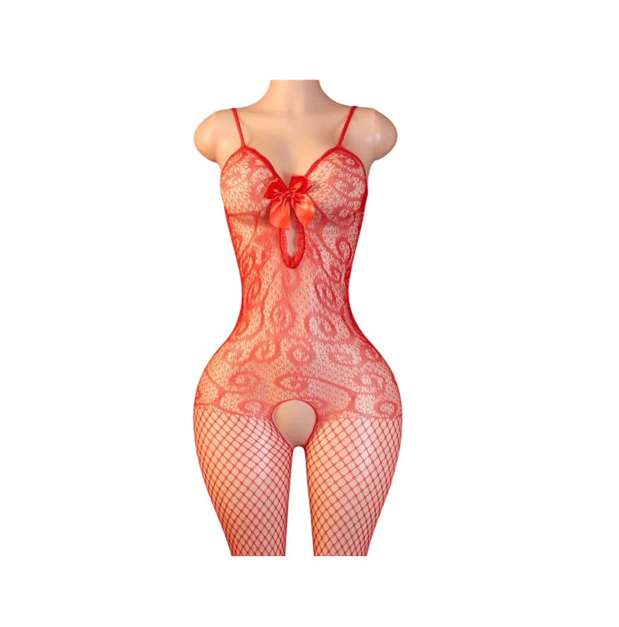 Lenceria Malla Corporal catsuit Enterizo Rojo Cod 401