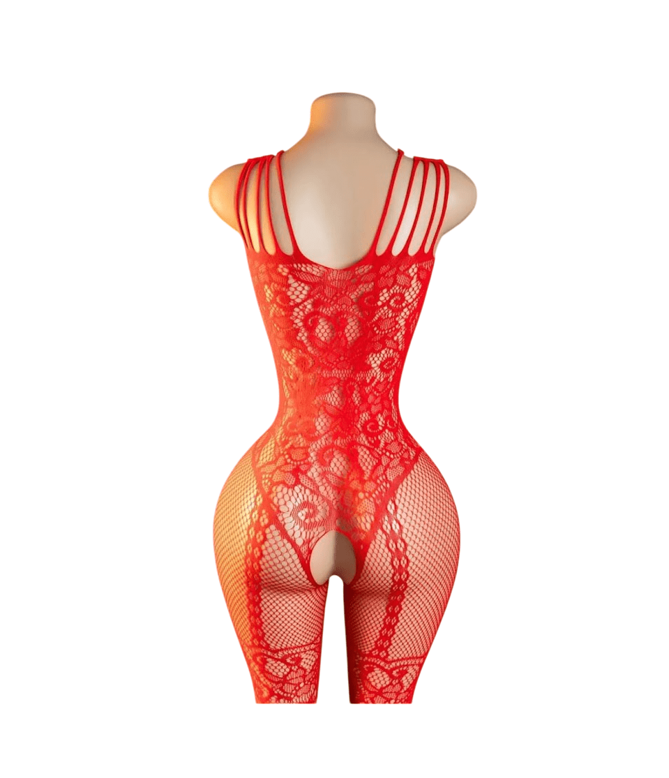 Lenceria Malla Corporal catsuit Enterizo Rojo Cod 412