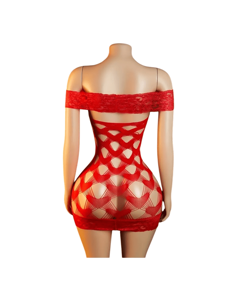 Lenceria Malla Corporal catsuit Vestido Rojo Cod 55012
