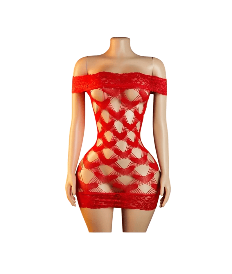 Lenceria Malla Corporal catsuit Vestido Rojo Cod 55011
