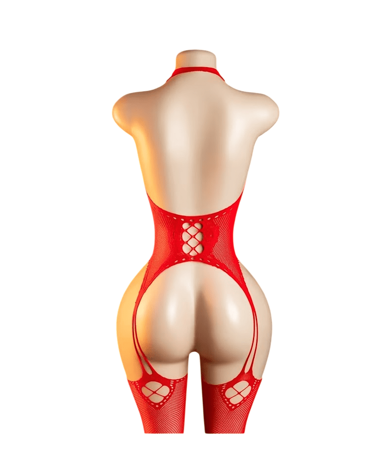 Lenceria Malla Corporal catsuit Portaligas Rojo Cod 5692