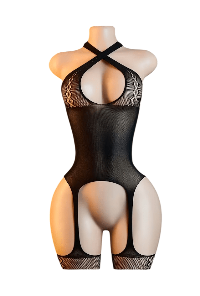 Lenceria Malla Corporal catsuit Portaligas Negro Cod 571