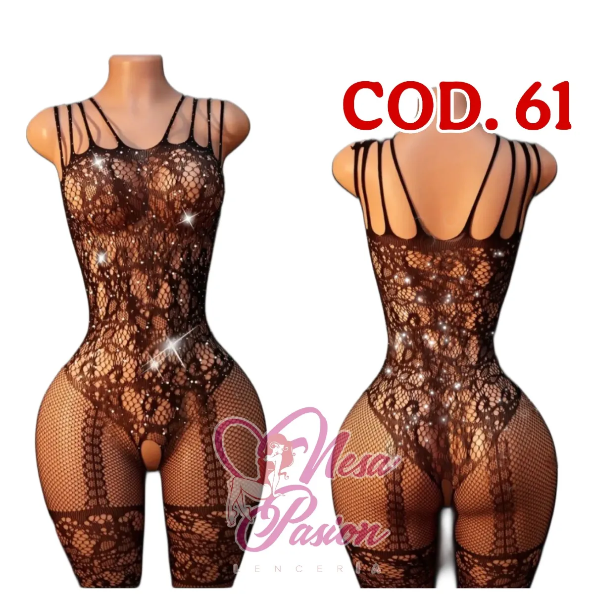Enterizo Malla Brillos Cod 611
