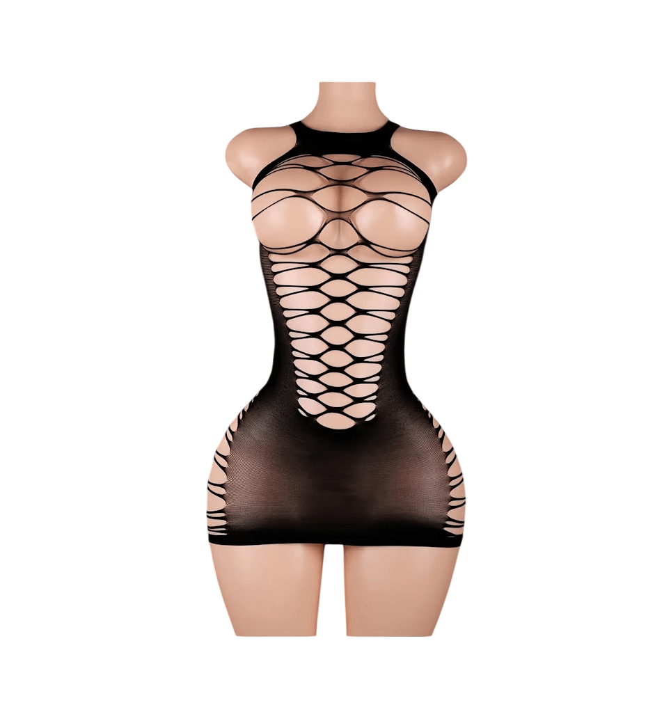 Lenceria Malla Corporal catsuit Vestido Negro Cod 6501