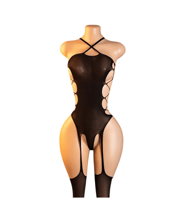 Lenceria Malla Corporal catsuit Portaligas Negro Cod 6531