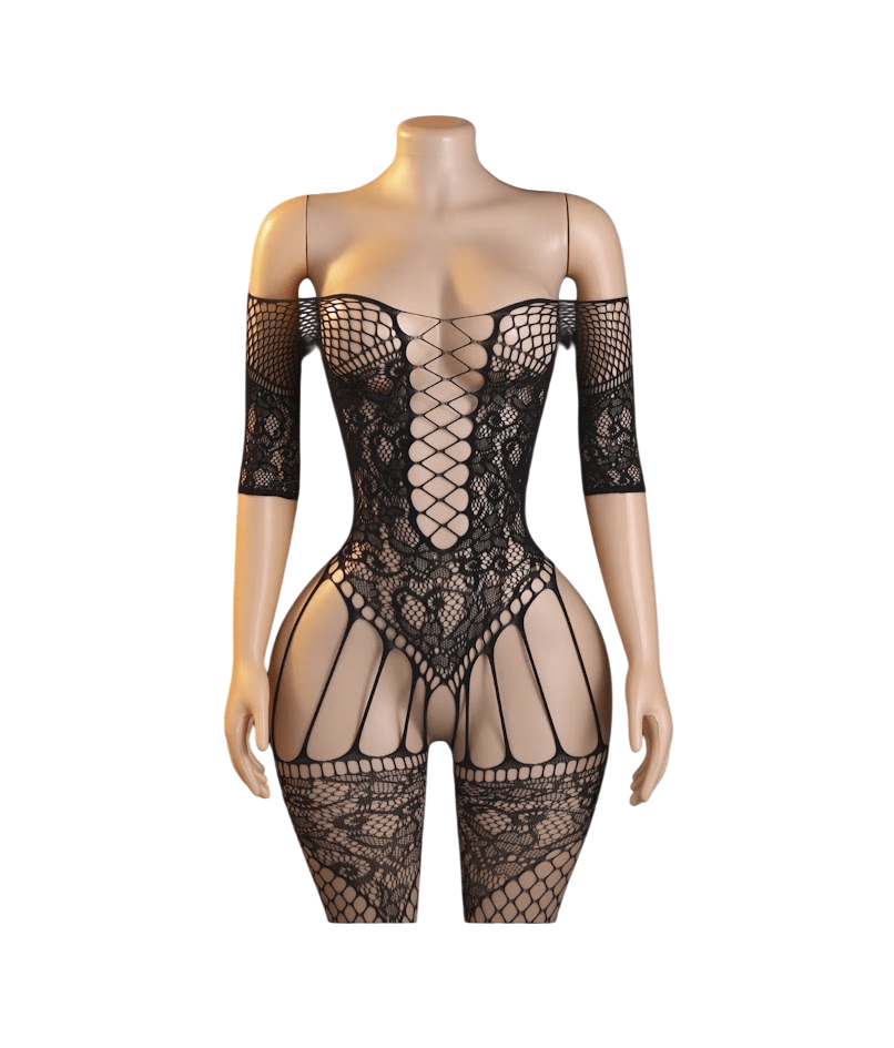 Lenceria Malla Corporal catsuit Portaligas Negro Cod 7151