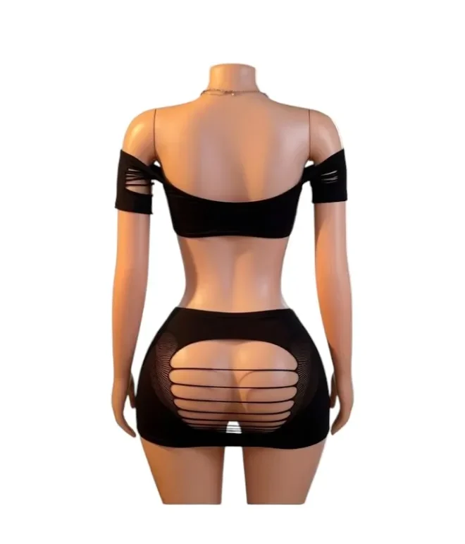 Lenceria Malla Corporal catsuit Vestido Negro Cod 80011