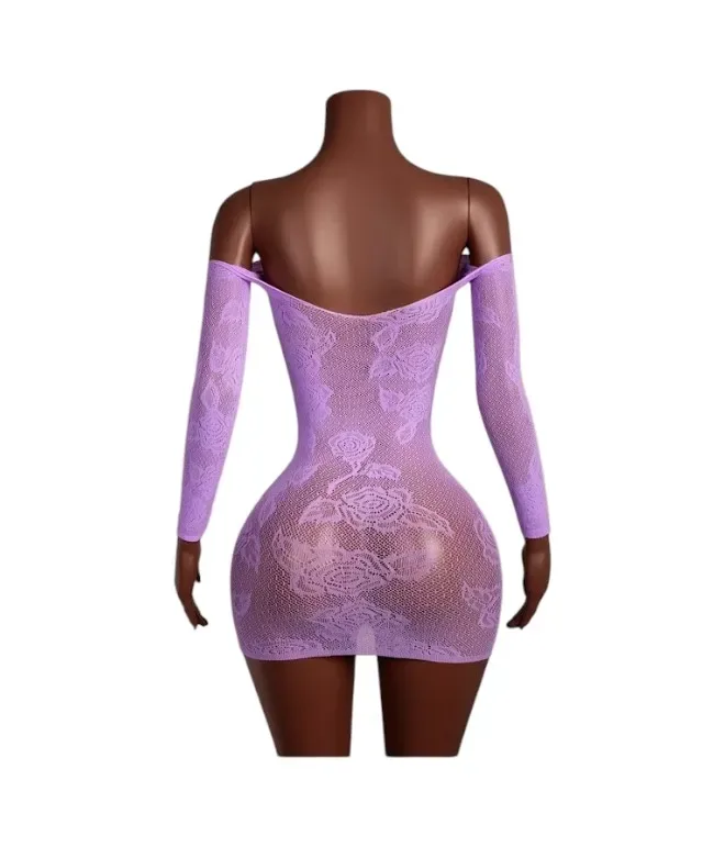 Lenceria Malla Corporal catsuit Vestido Lila Cod 80042