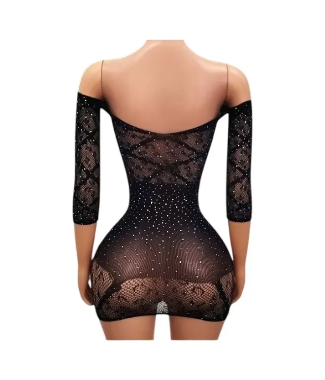 Lenceria Malla Corporal catsuit Vestido Negro Cod 80092