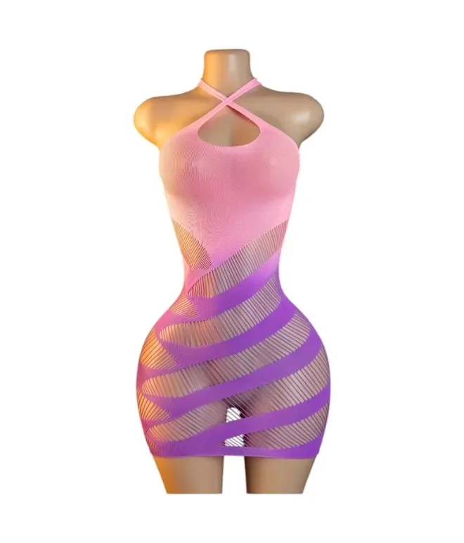 Lenceria Malla Corporal catsuit Vestido Lila Cod 80231
