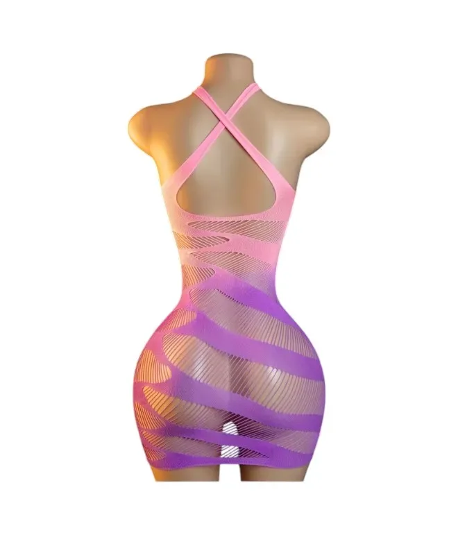 Lenceria Malla Corporal catsuit Vestido Lila Cod 80232