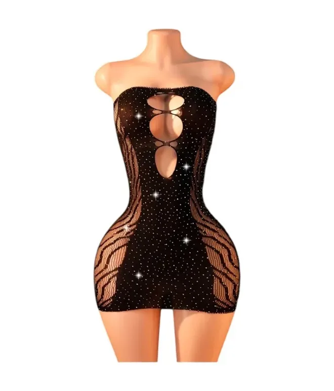 Lenceria Malla Corporal catsuit Vestido Negro Cod 80241