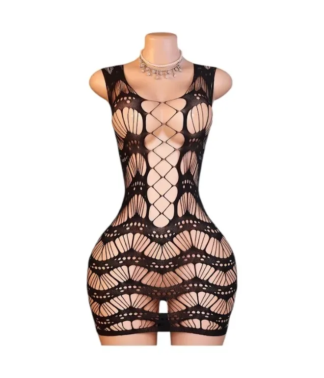 Lenceria Malla Corporal catsuit Vestido Negro Cod 80251