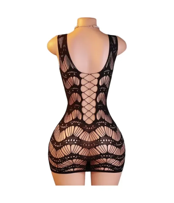 Lenceria Malla Corporal catsuit Vestido Negro Cod 80252