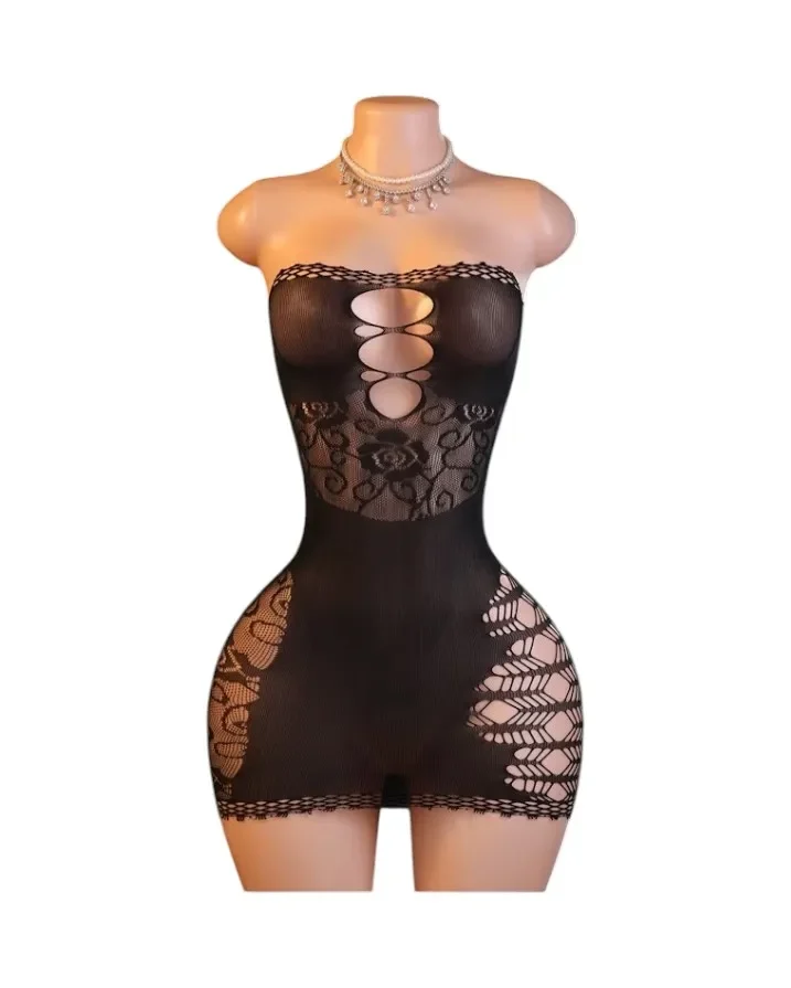 Lenceria Malla Corporal catsuit Vestido Negro Cod 80321