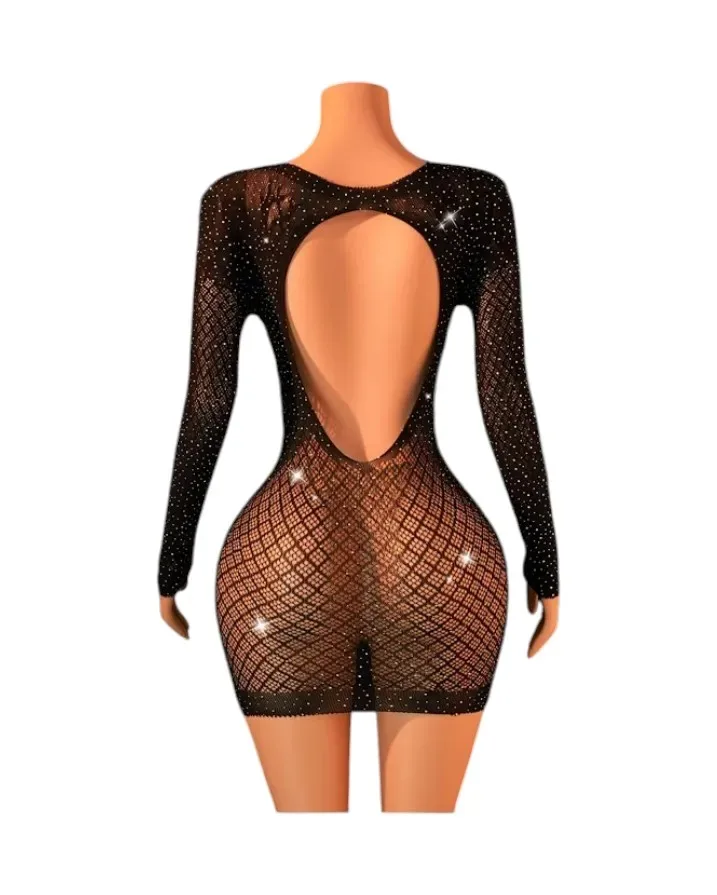 Lenceria Malla Corporal catsuit Vestido Negro Cod 80342