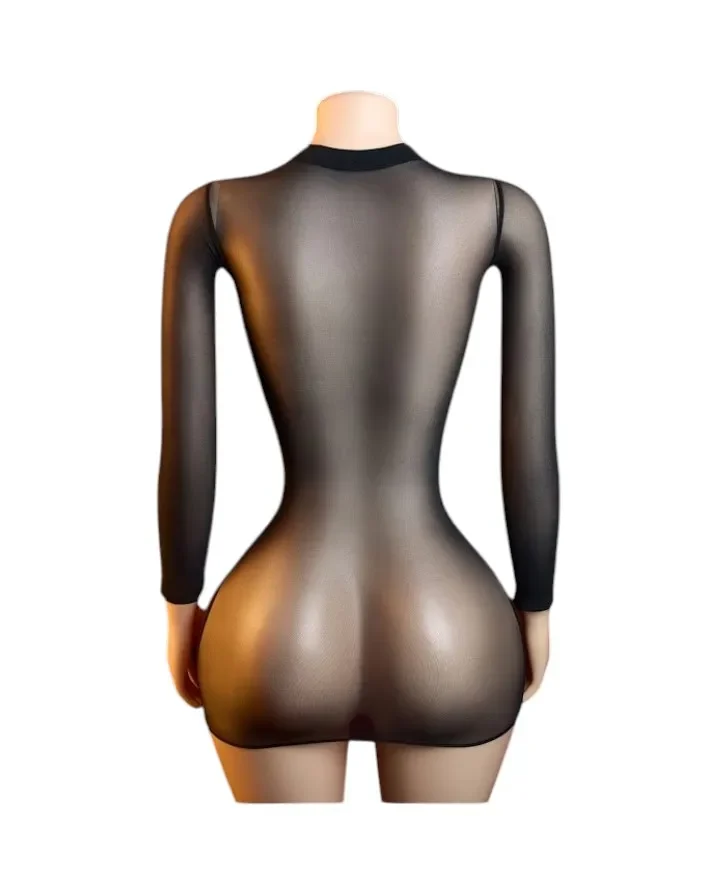 Lenceria Malla Corporal catsuit Vestido Negro Cod 80372