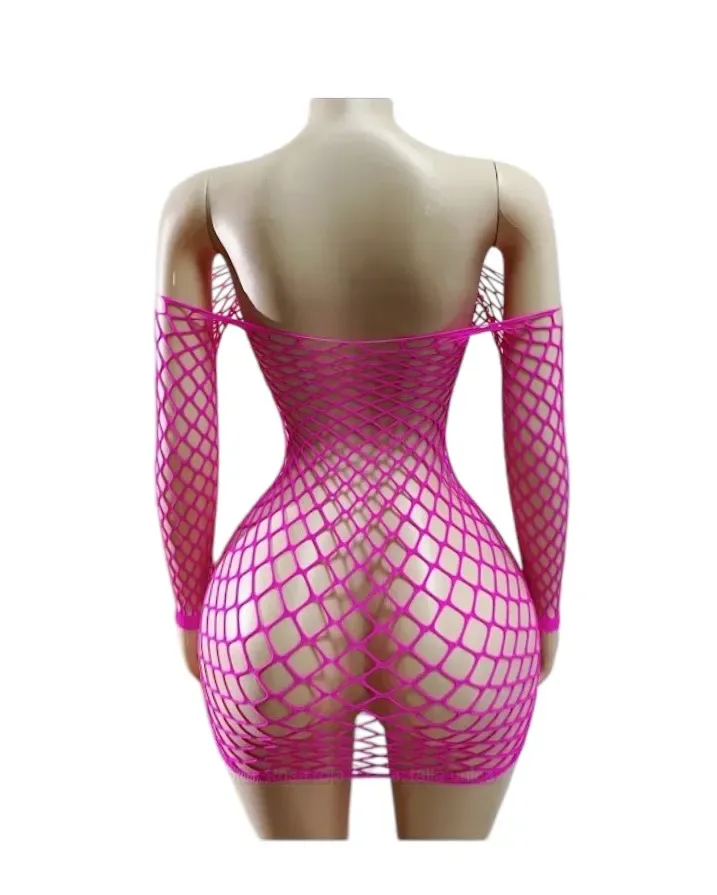 Lenceria Malla Corporal catsuit Vestido Fucsia Cod 80392