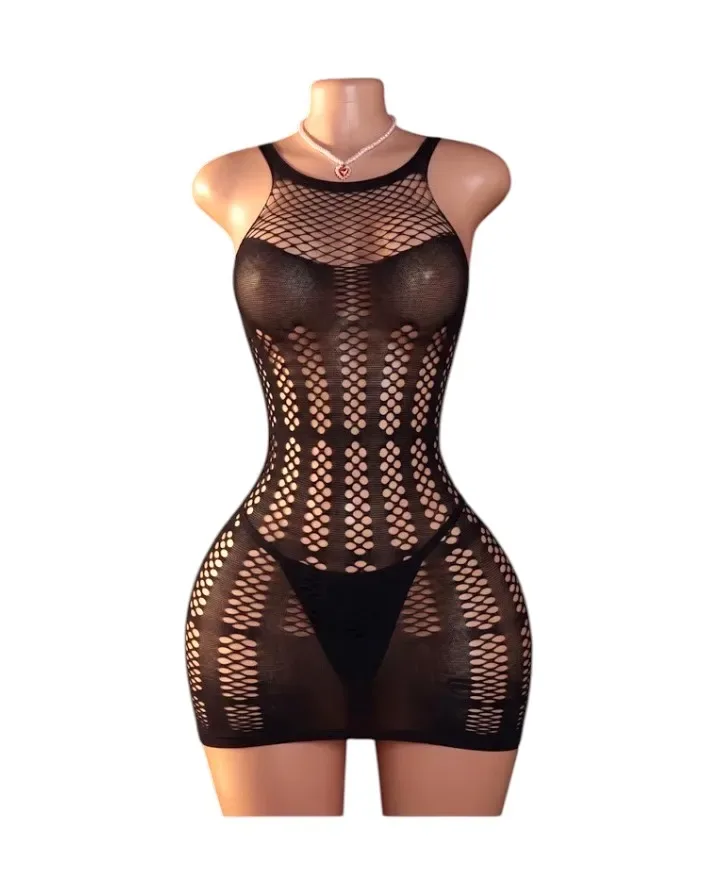 Lenceria Malla Corporal catsuit Vestido Negro Cod 80401