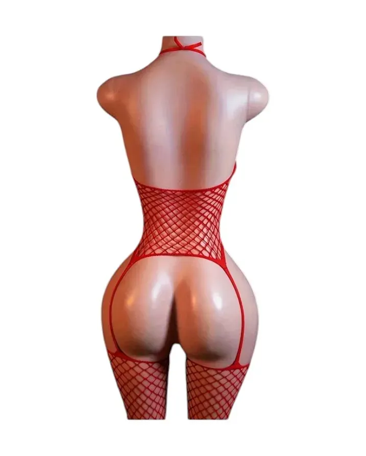 Lenceria Malla Corporal catsuit Portaligas Rojo Cod 80452