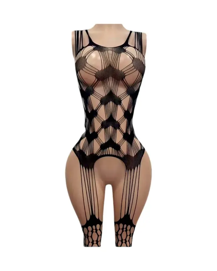 Lenceria Malla Corporal catsuit Portaligas Negro Cod 80461