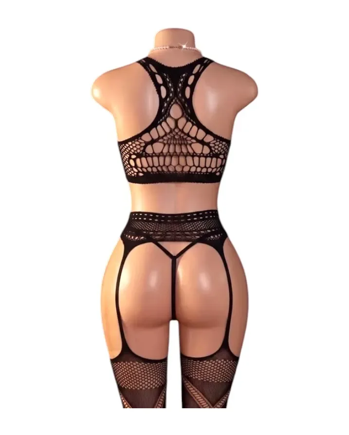 Lenceria Malla Corporal catsuit Conjunto Negro Cod 80472