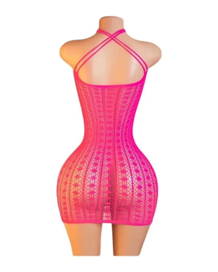 Lenceria Malla Corporal catsuit Vestido Fucsia Cod 80512