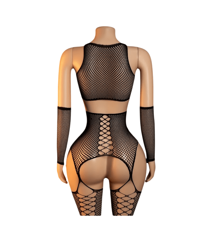 Lenceria Malla Corporal catsuit Portaligas Negro Cod 972