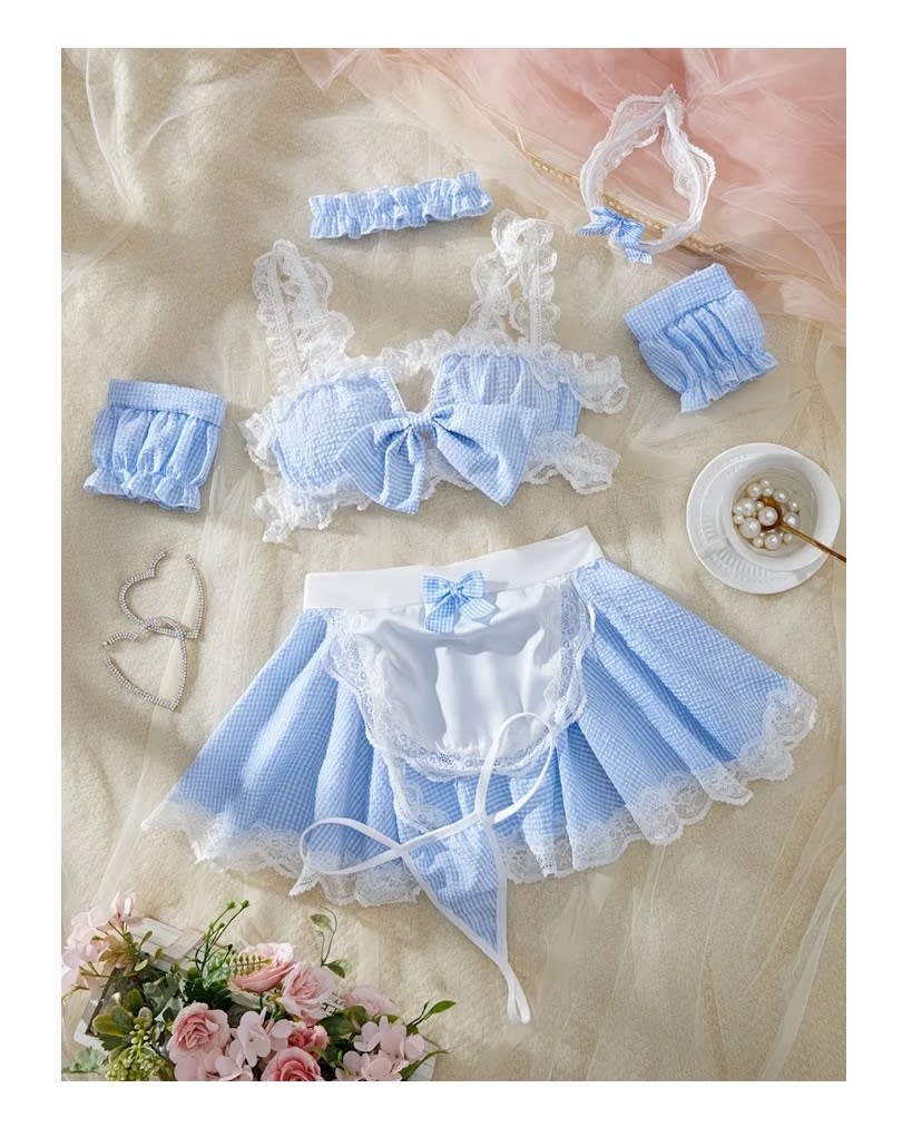 Disfraz Mucama Lencería Sexy Conjunto Faldita E Hilo1