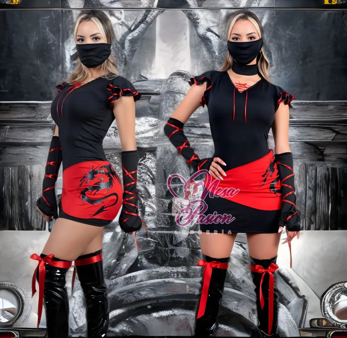 Ninja Disfraz Vestido Sexy Halloween Lenceria1