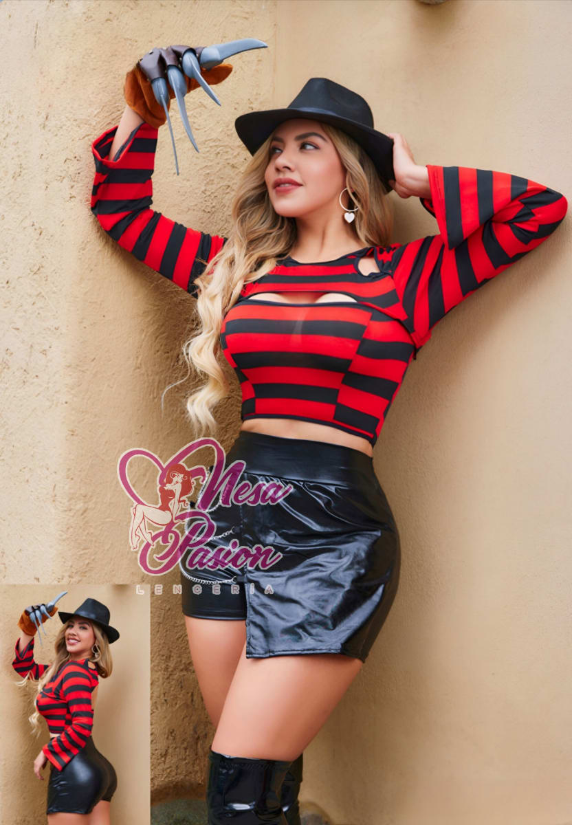Freddy Krueger Disfraz Sexy Halloween Falda Short Mangas1