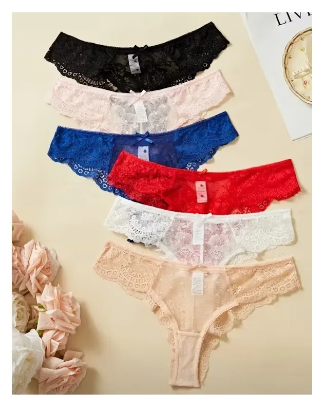 Pack Cacheteros Tangas Bragas Sexy De Encaje Surtidos 6 Pzas1