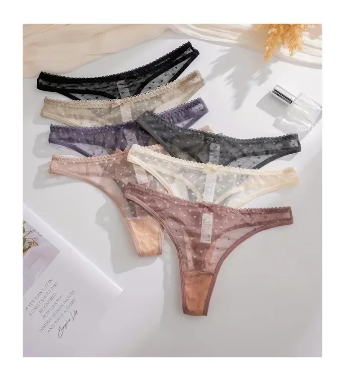 Pack Semihilos Tangas Bragas Sexy De Tul Corazones 7 Pzas1