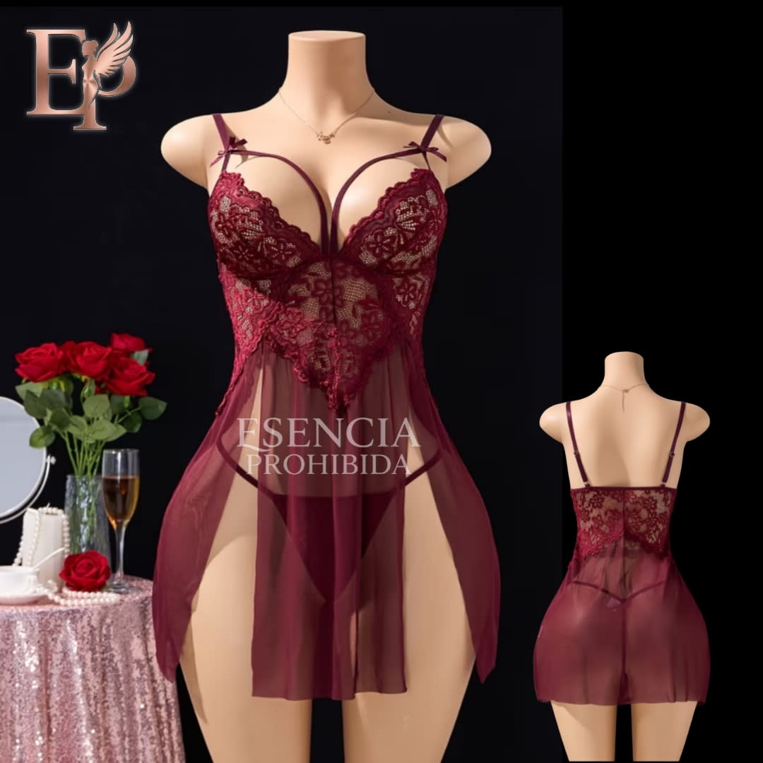 Babydoll Bordó Doble1