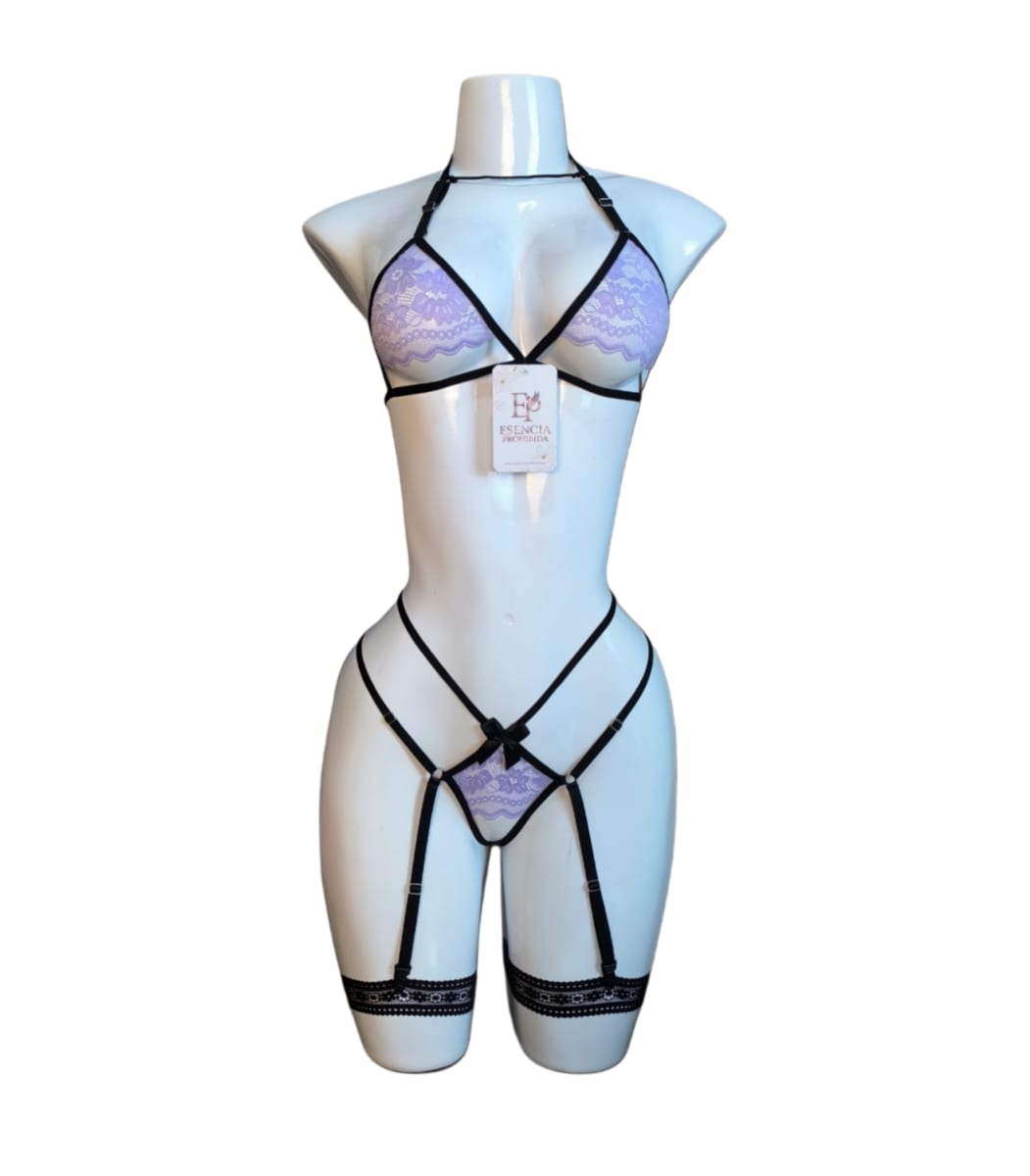 Lenceria Sexy Siempre Lista Conjunto De Encaje Portaligas3