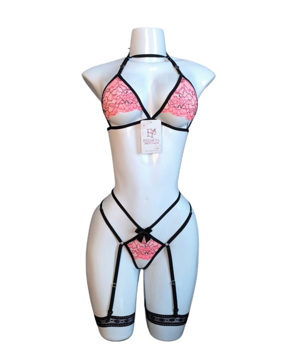 Lenceria Sexy Siempre Lista Conjunto De Encaje Portaligas4