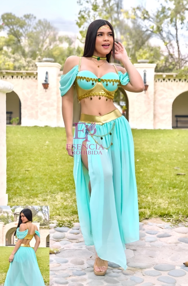 Jazmin Sirem Disfraz Sexy Halloween Aladino lenceria Falda1