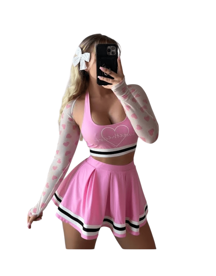 Disfraz Lenceria Sexy Porrista Rosado Animadora3