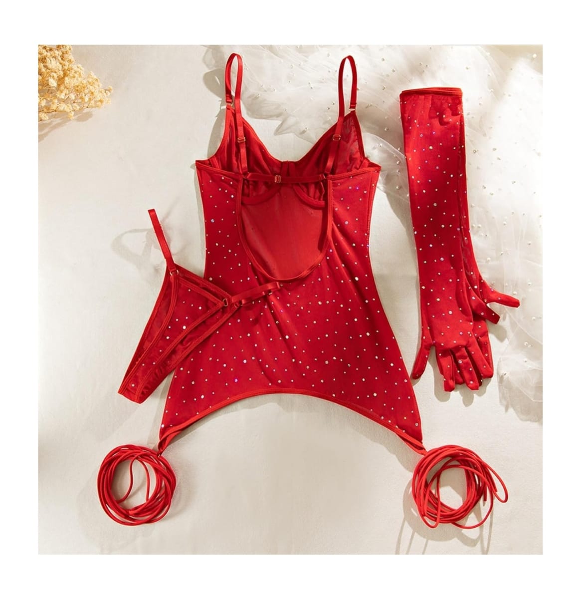 Babydoll de tul con brillos sexy y lencería erótica1