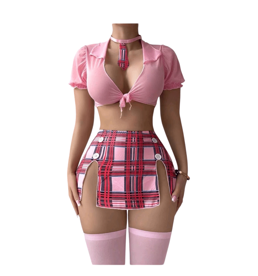 Colegiala Elizabeth Disfraz Lenceria Sexy Faldita Con Medias1