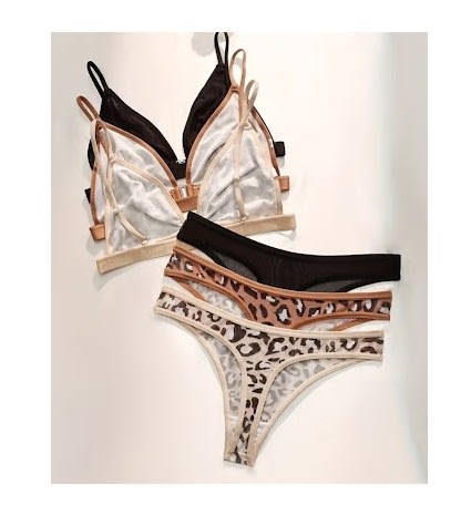 Conjunto Bralette Lencería Sexy Animal Print Y Semi Hilo1