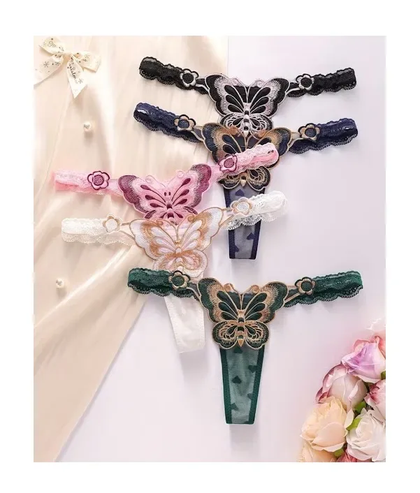 Lencería Sexy Tanga Mariposa Set X5 Tul Americano Licra1