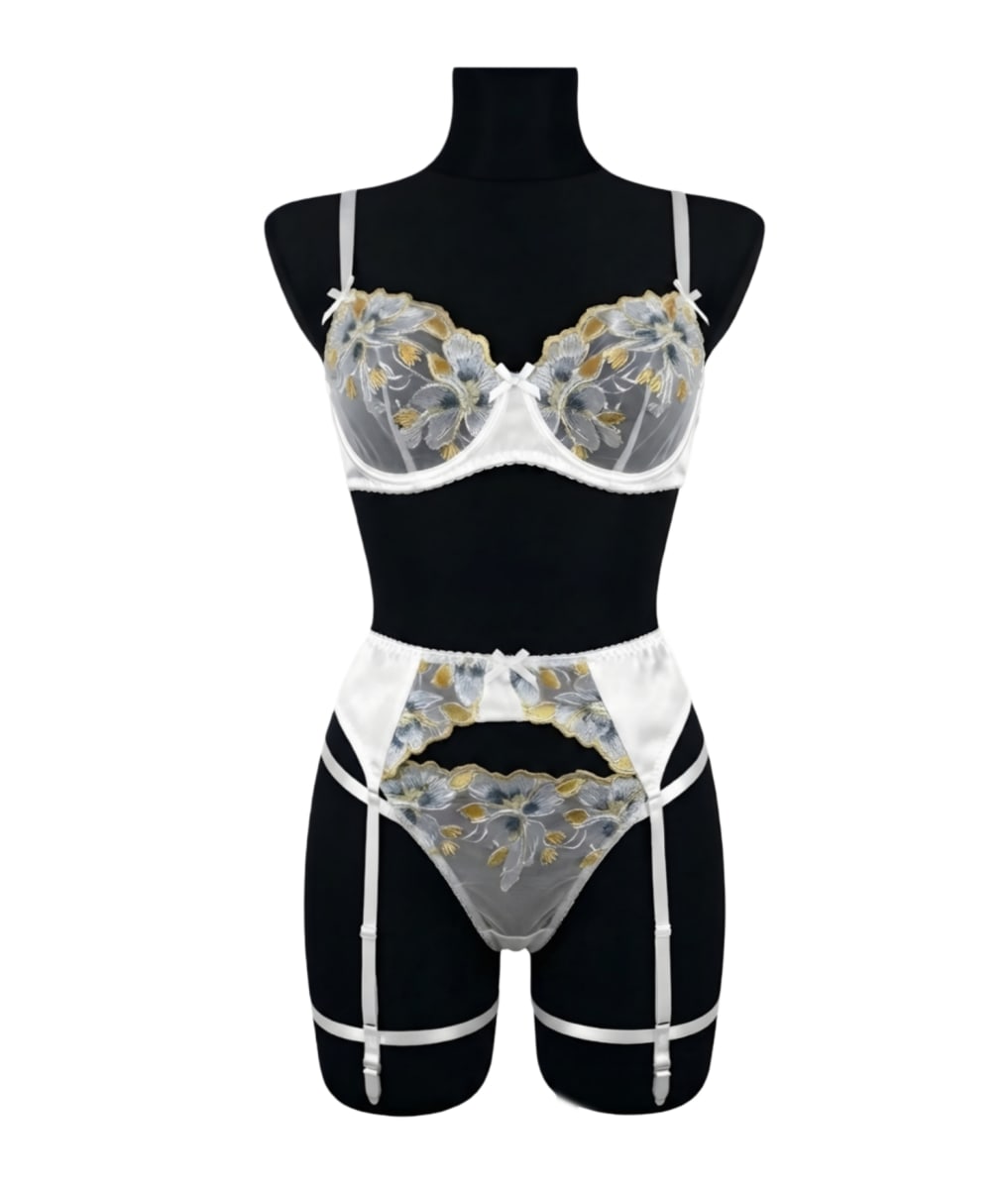 Lenceria Sexy Portaligas Con Ligueros Eroticos Blanco2