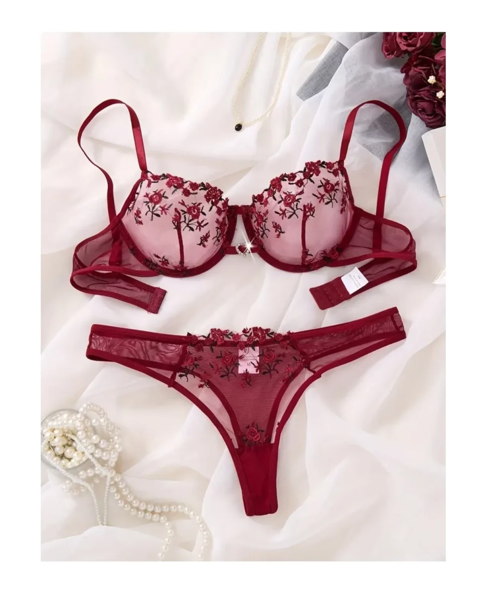 Set Conjunto Dos Piezas Brasier Más Semihilo Lencería Sexy1