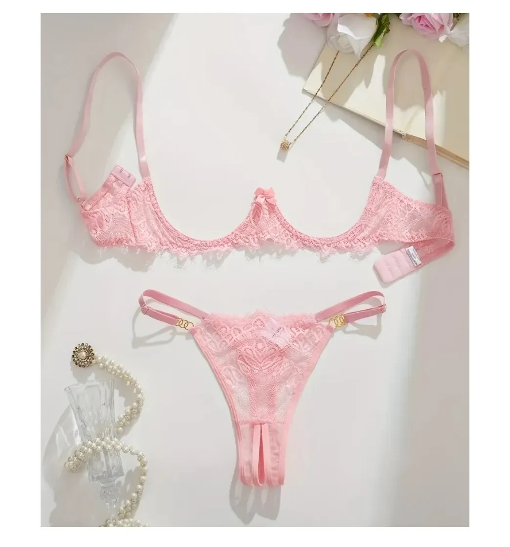 Lencería Sexy Siempre Lista Conjunto De Encaje Brasier Tanga1