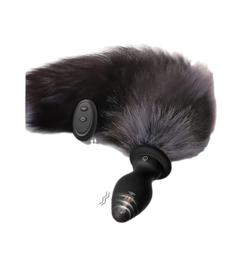 Plug Anal Vibrador Con Cola De Zorra Y Control Remoto Inalámbrico1