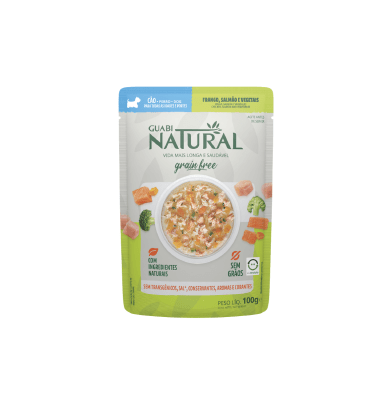 GUABI NATURAL POUCH PERRO GRAIN FREE SABOR POLLO, SALMON Y VEGETALES1
