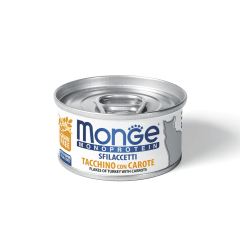 MONGE FELINE ADULT MONOPROTEIN PAVO Y ZANAHORIA LATA 80 GR