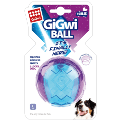 GIGWI BALL SQUEAKER SOLID/TRANSPARENT PURPLE/BLUE